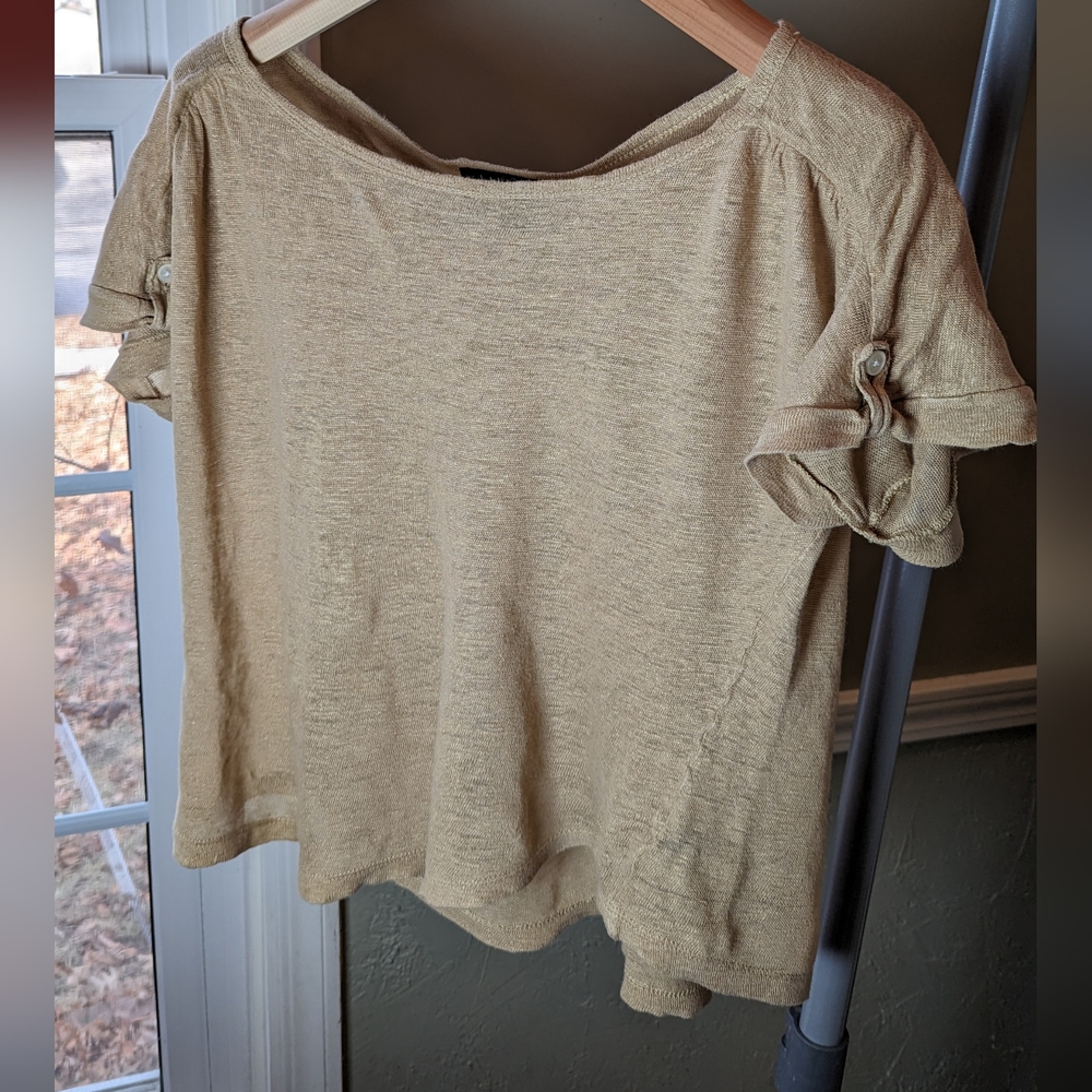 L 100% linen short sleeve knitted shirt. LAUREN Ralph Lauren